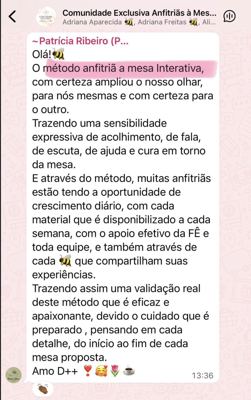Depoimento de Patrícia Ribeiro sobre o Método Mesa Interativa